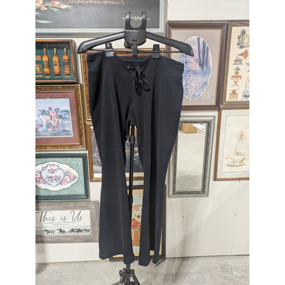 Tek Gear Fit & Flare Yoga Pants Black Drawstring Flare Leg Athletic Trousers M